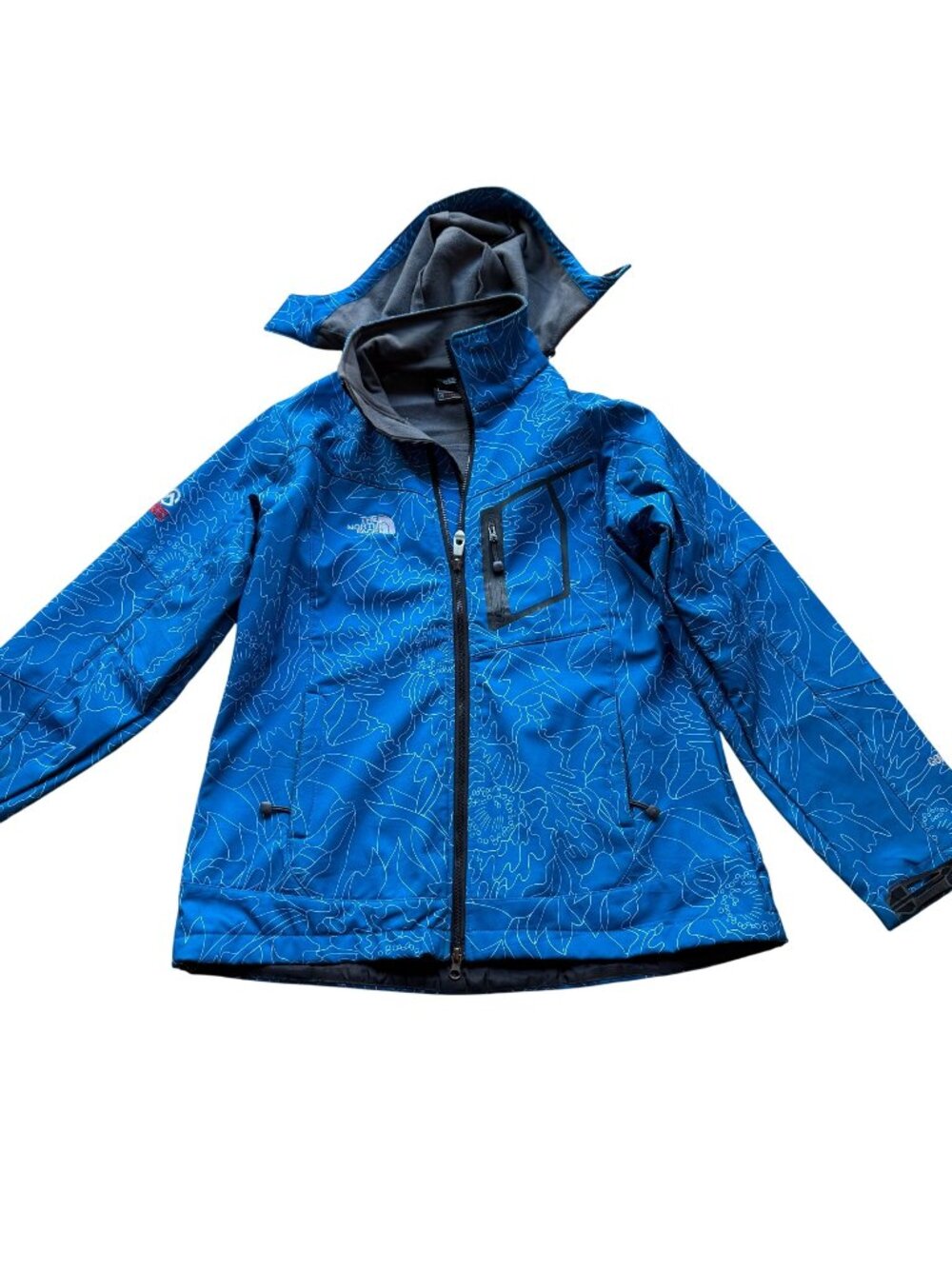 North Face Girls Youth XXL Gorpcore Blue Floral Summit Series Hooded Jacket